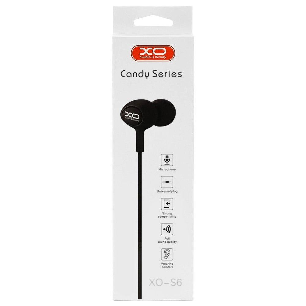 Handsfree 3.5mm XO Design S6, Svart