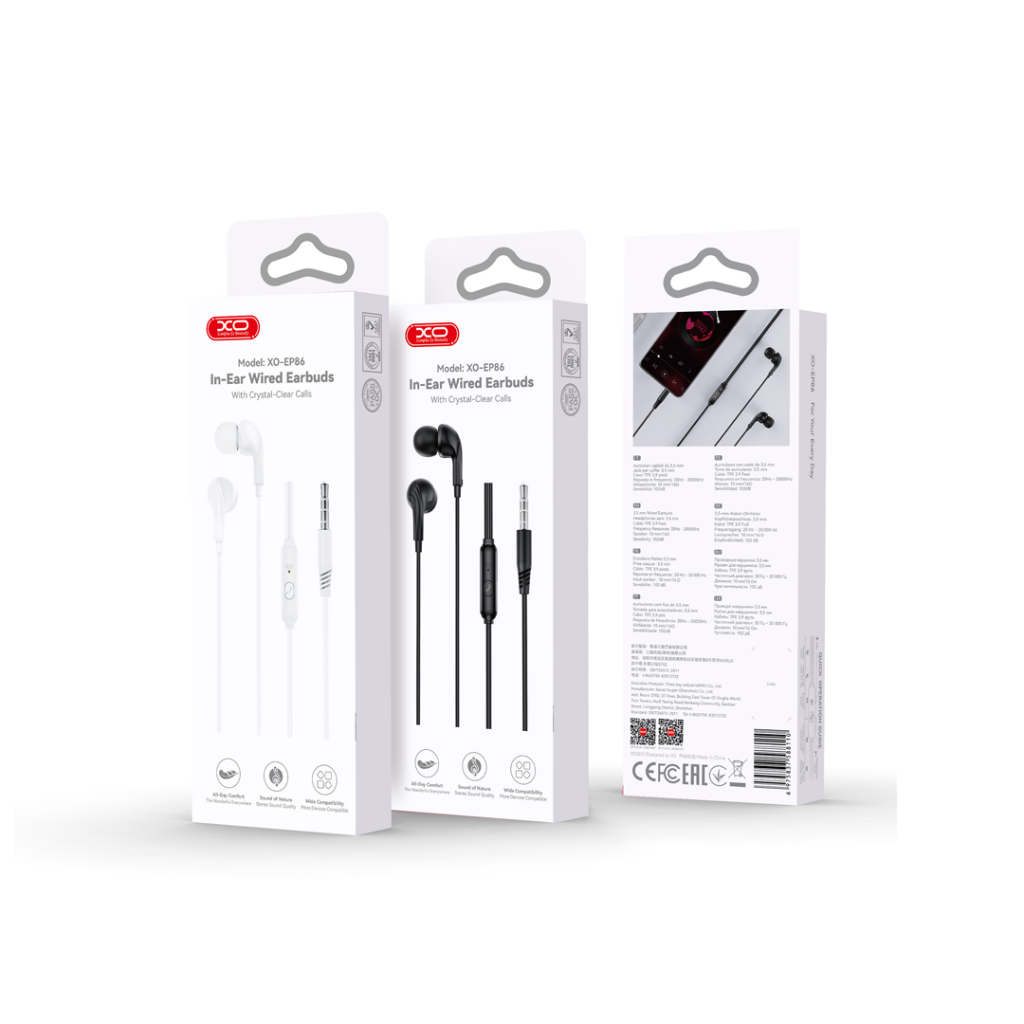 Handsfree 3,5 mm XO Design EP86, Vit