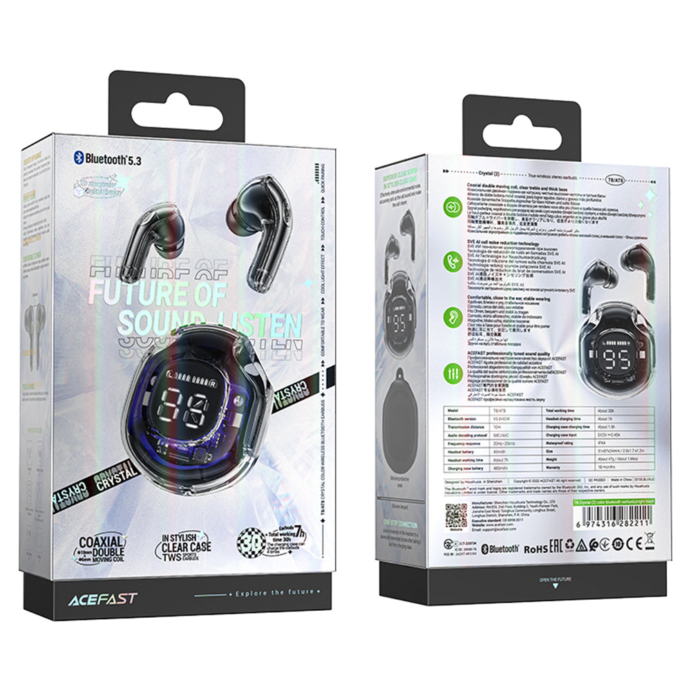 Handsfree Bluetooth Acefast T8, TWS, Svart