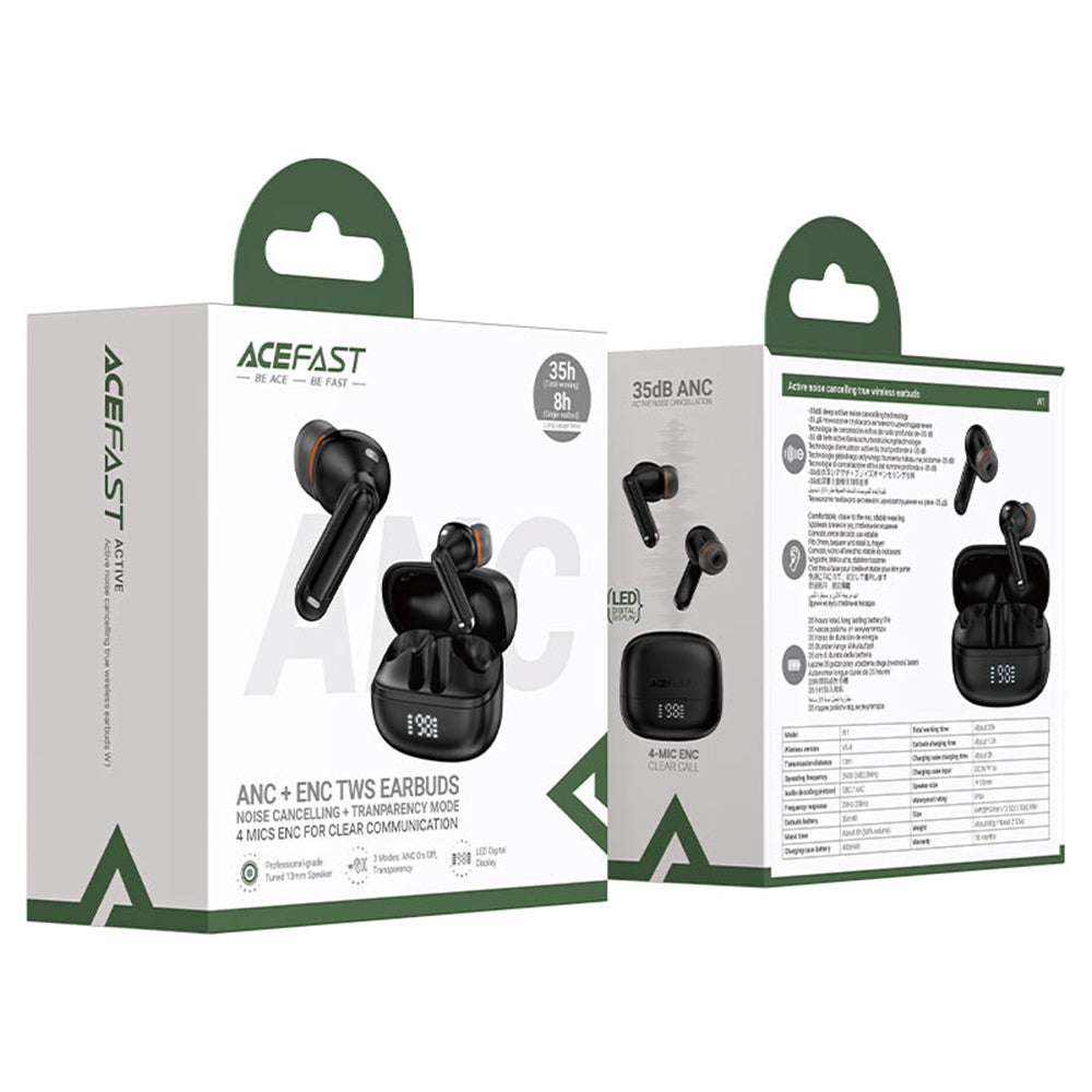 Handsfree Bluetooth Acefast W1, TWS, Svart