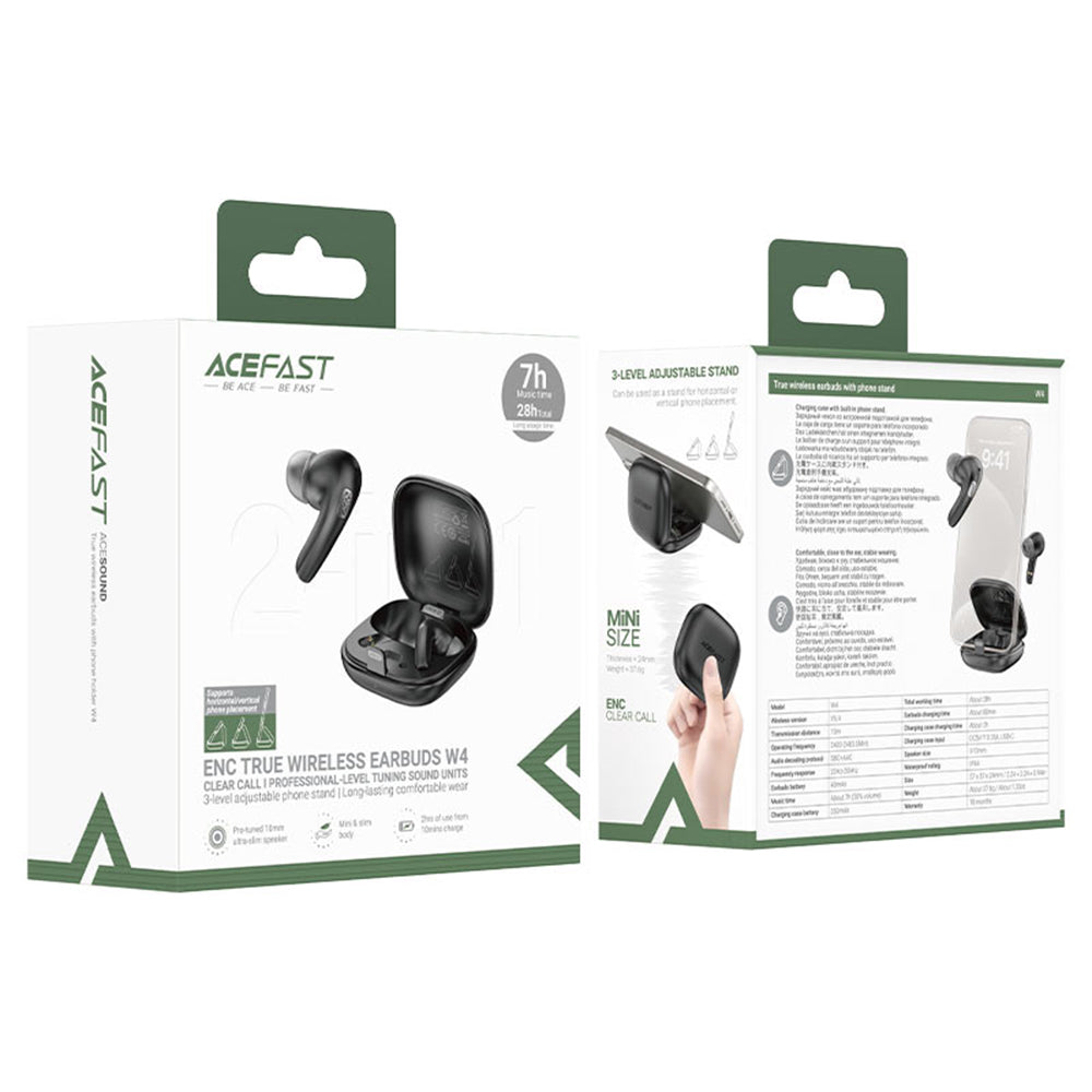 Handsfree Bluetooth Acefast W4, TWS, Svart