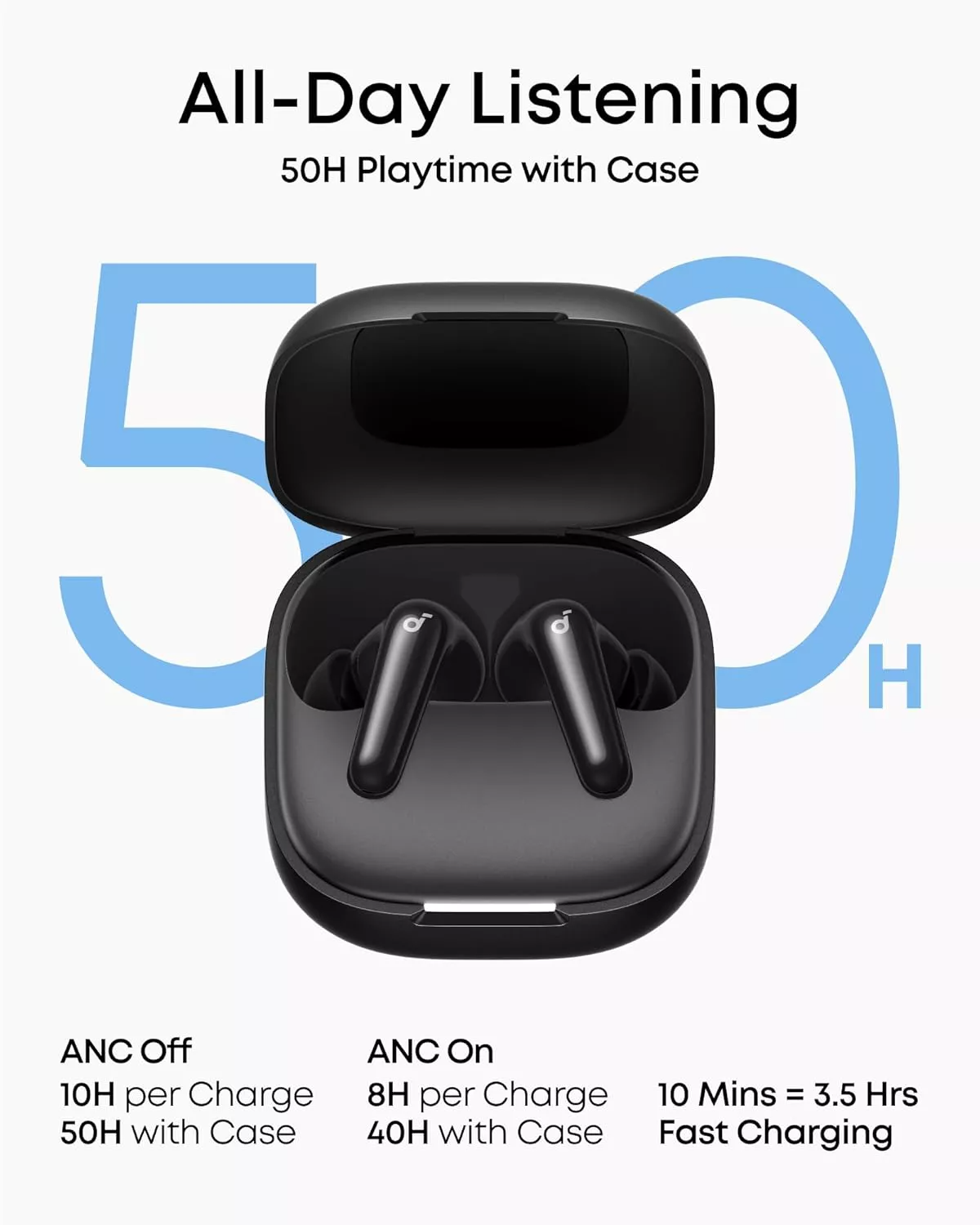 Handsfree Bluetooth Anker SoundCore R60i, TWS, ANC, Svart D1202G11