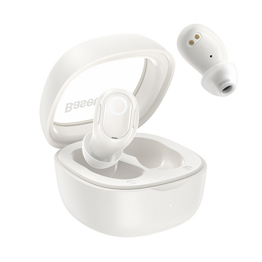 Handsfree Bluetooth Baseus Bowie WM02, TWS, Vit, Omslaget