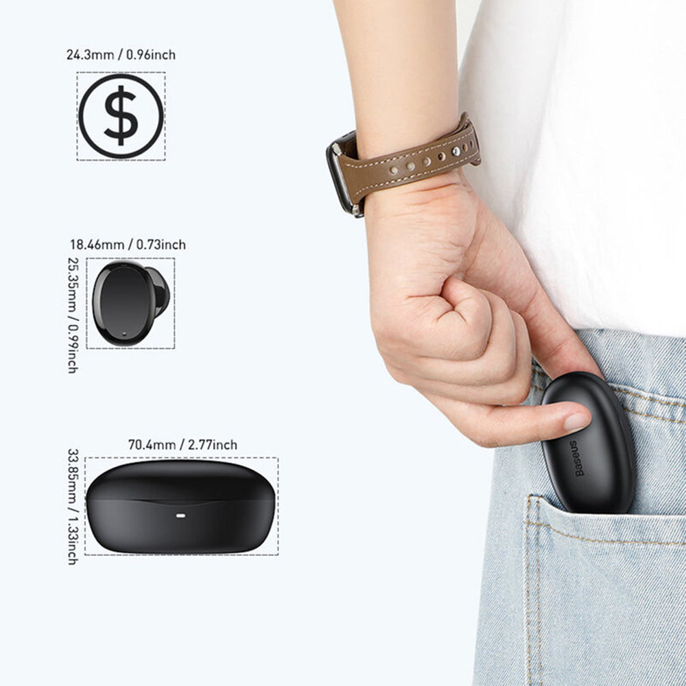 Handsfree Bluetooth Baseus Encok W11, TWS, Svart NGTW060001