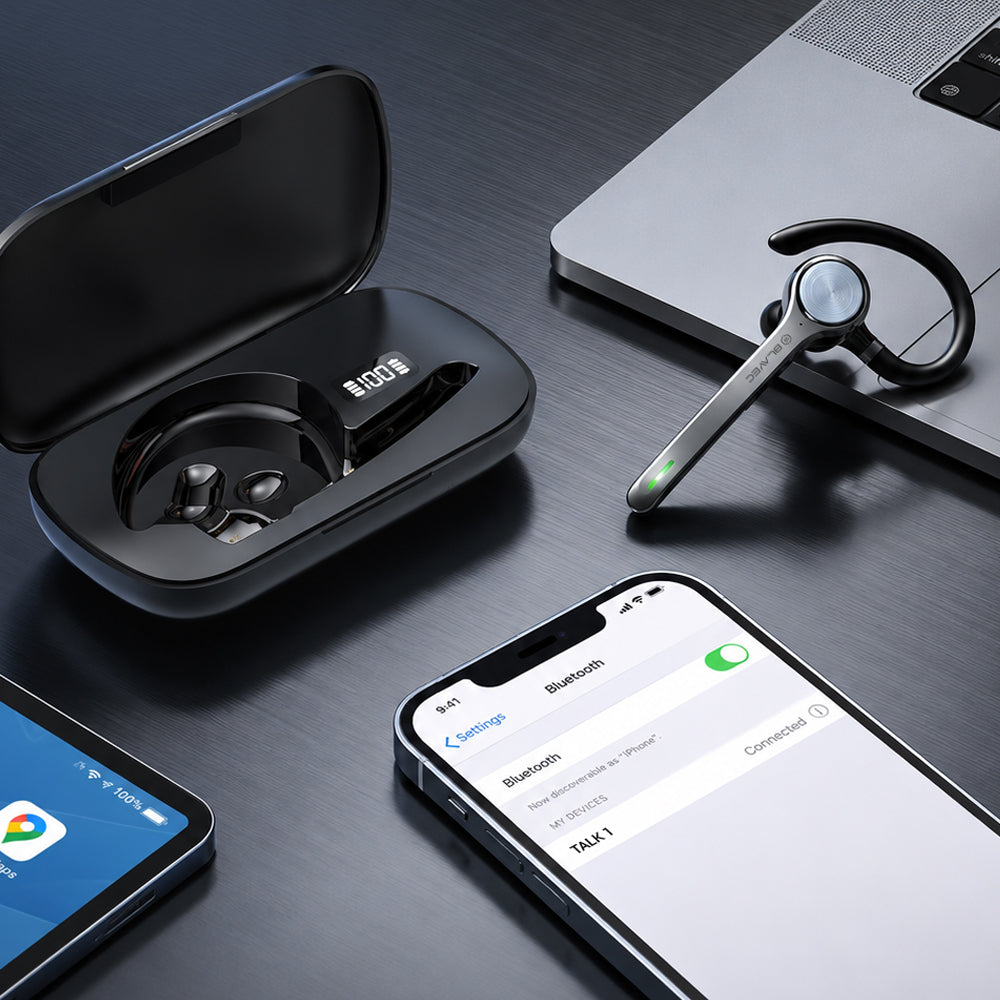Blavec Talk 1 Bluetooth-headset, MultiPoint, A2DP, svart