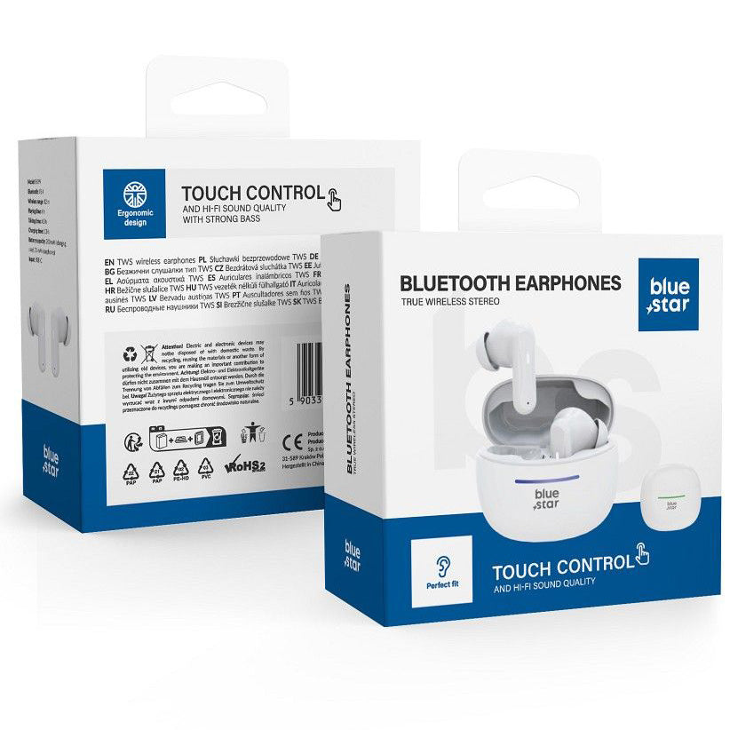 Bluetooth-handsfree Blue Star BK44, TWS, Vit