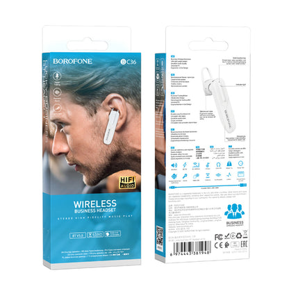 Handsfree Bluetooth-headset BC36 Lucky, A2DP, vit 