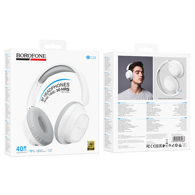 Bluetooth-handsfree Borofone BO39 Melotide, A2DP, vit
