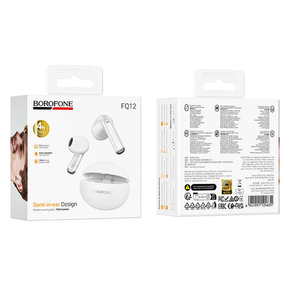 Bluetooth-handsfree Borofone FQ12 Nice, TWS, Vit