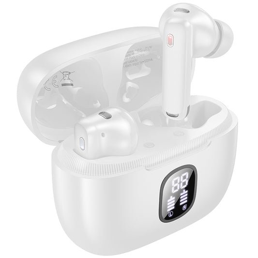 Handsfree Bluetooth Borofone FQ7 Treasure, TWS, ANC, MultiPoint, White