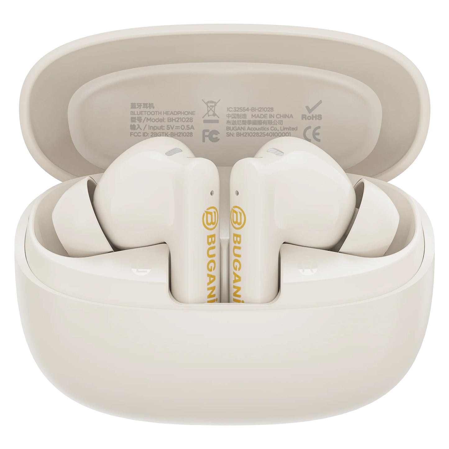 Bluetooth-handsfree Bugani Freebuds B20, TWS, ANC, Ljusgräddfärg