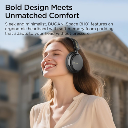 Bluetooth-handsfree Bugani Space BH01, MultiPoint, A2DP, ANC, Svart