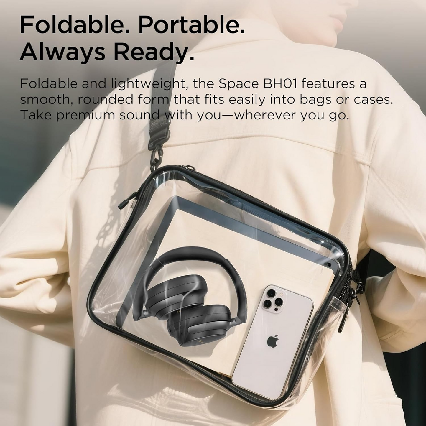 Bluetooth-handsfree Bugani Space BH01, MultiPoint, A2DP, ANC, Svart