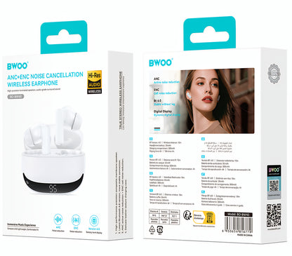Bluetooth-handsfree BWOO BW40, TWS, ANC, Vit