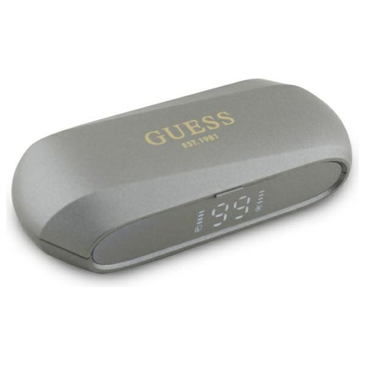Handsfree Bluetooth Guess Elongated Metallic Printed Logo, TWS, Grå