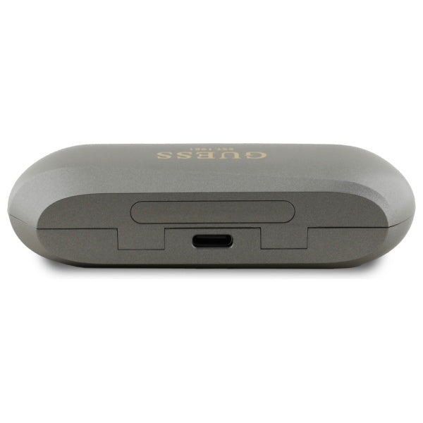 Handsfree Bluetooth Guess Elongated Metallic Printed Logo, TWS, Grå