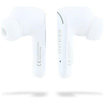 Handsfree Bluetooth Guess Flat Classic Logo Electroplated, TWS, Vit
