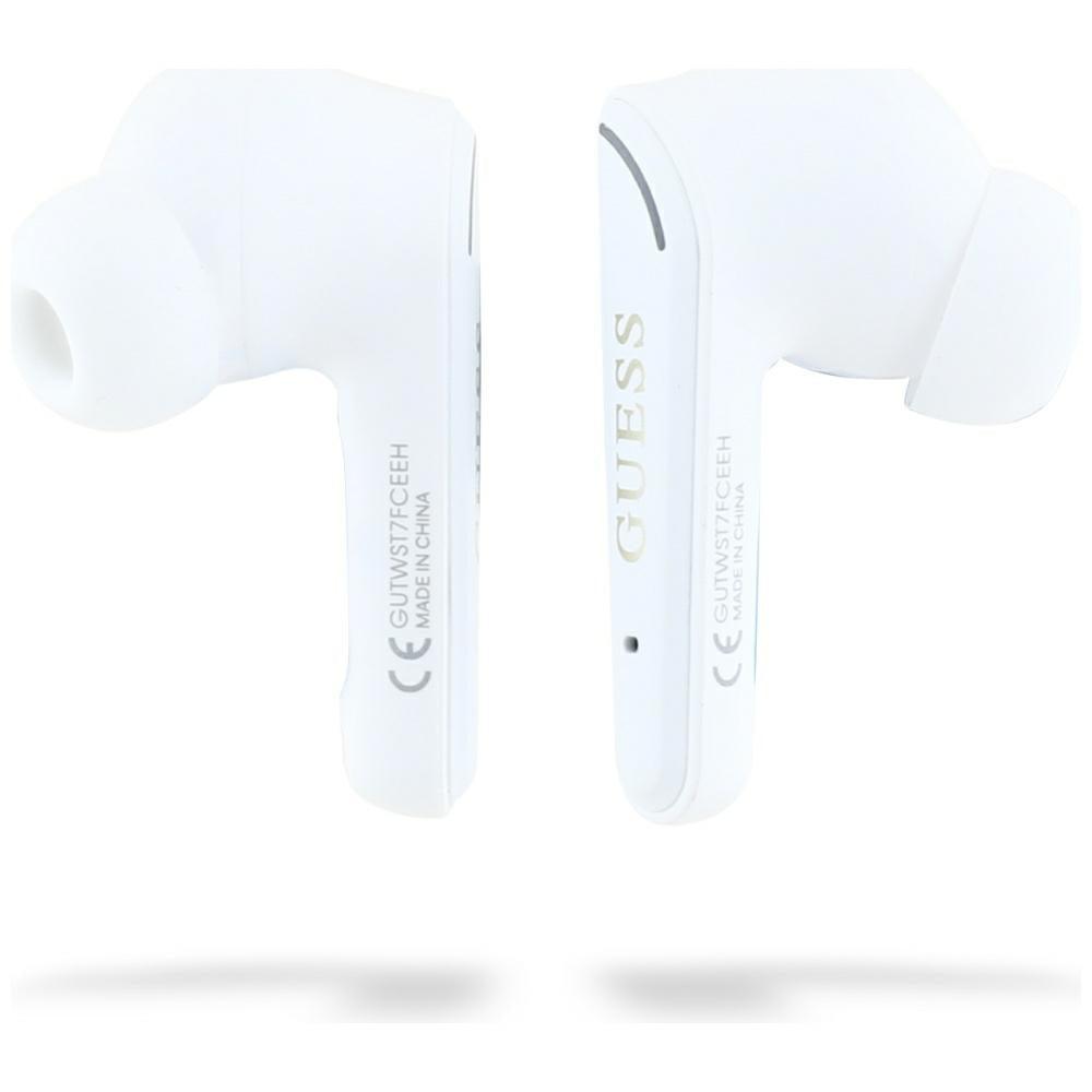 Handsfree Bluetooth Guess Flat Classic Logo Electroplated, TWS, Vit