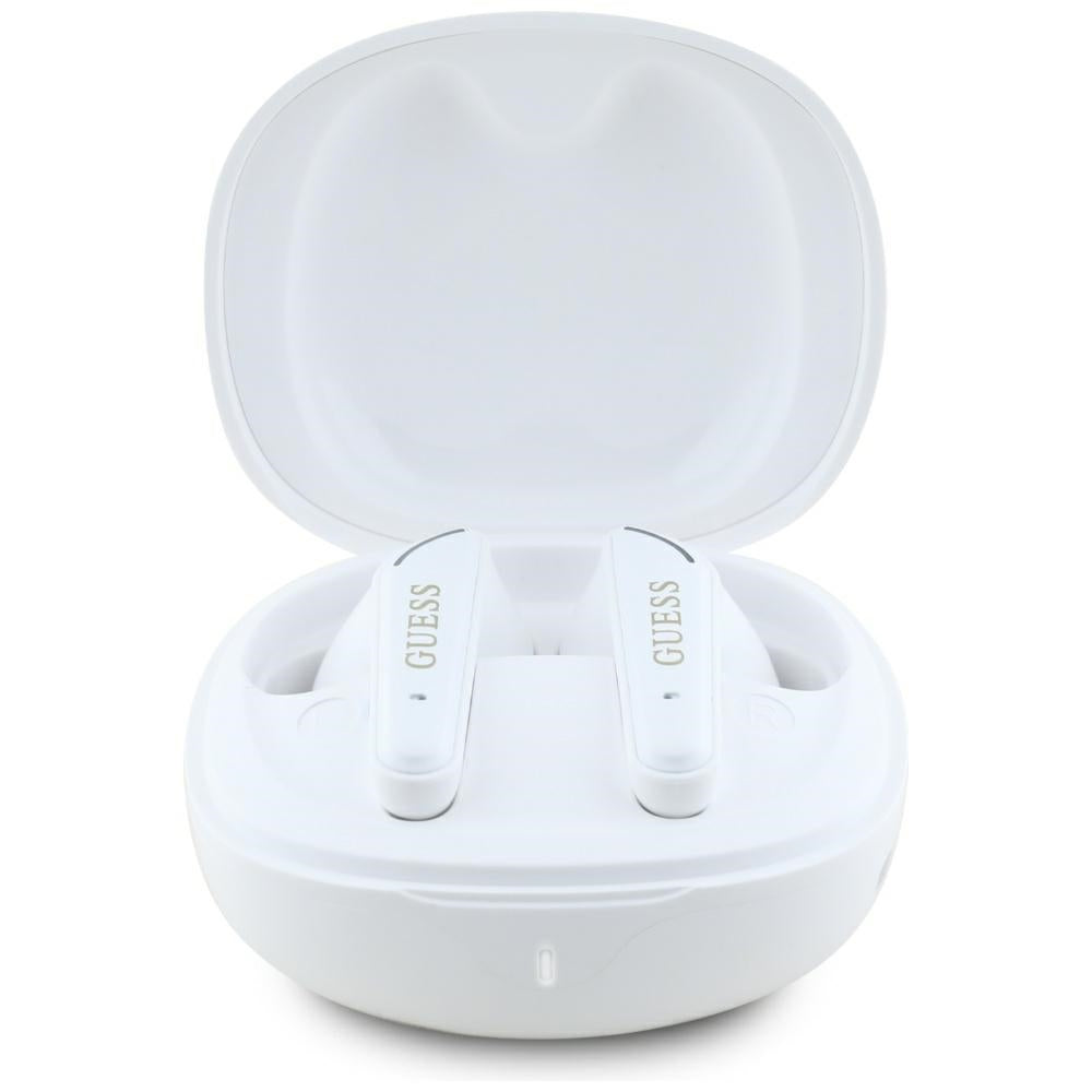 Handsfree Bluetooth Guess Flat Classic Logo Electroplated, TWS, Vit