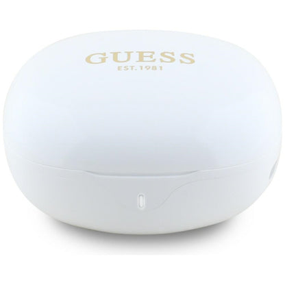 Handsfree Bluetooth Guess Flat Classic Logo Electroplated, TWS, Vit