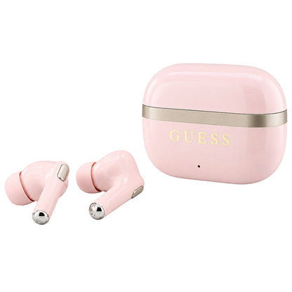 Handsfree Bluetooth Guess Glossy Gold Line Printed Classic Logo, TWS, rosa