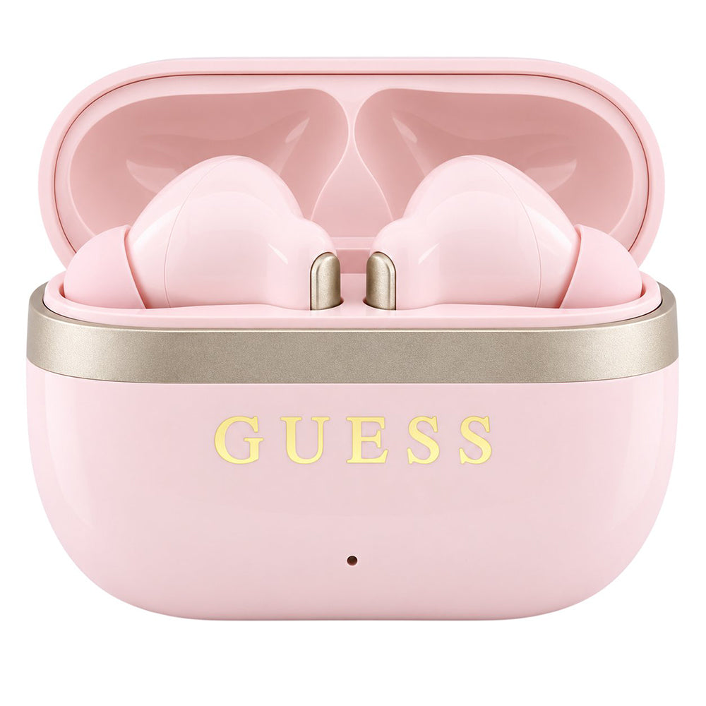 Handsfree Bluetooth Guess Glossy Gold Line Printed Classic Logo, TWS, rosa
