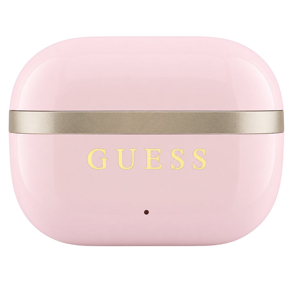 Handsfree Bluetooth Guess Glossy Gold Line Printed Classic Logo, TWS, rosa