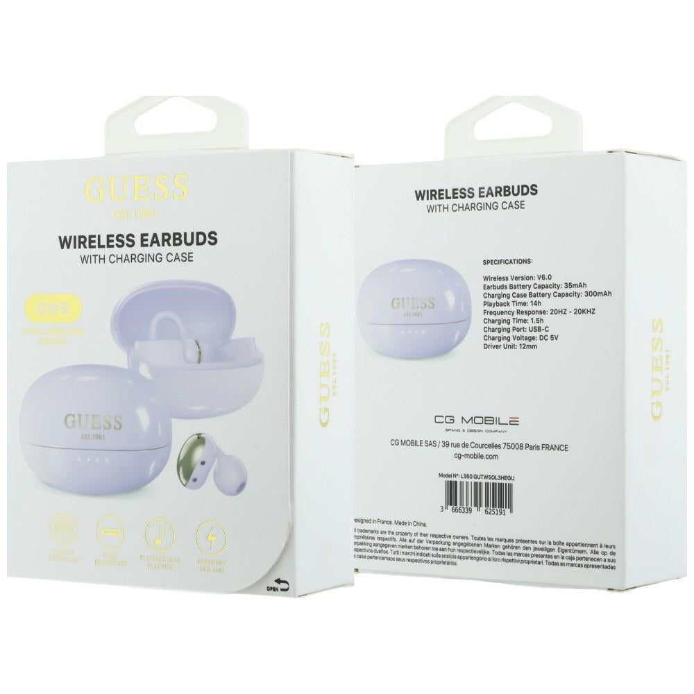 Handsfree Bluetooth Guess Metallisk Finish Elektropolerade Delar Klassisk, TWS, Lila