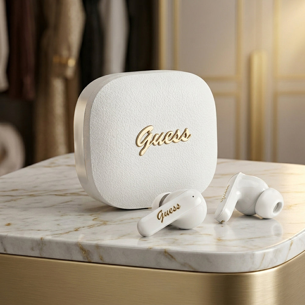 Handsfree Bluetooth Guess Script Metal Logo, TWS, Svart