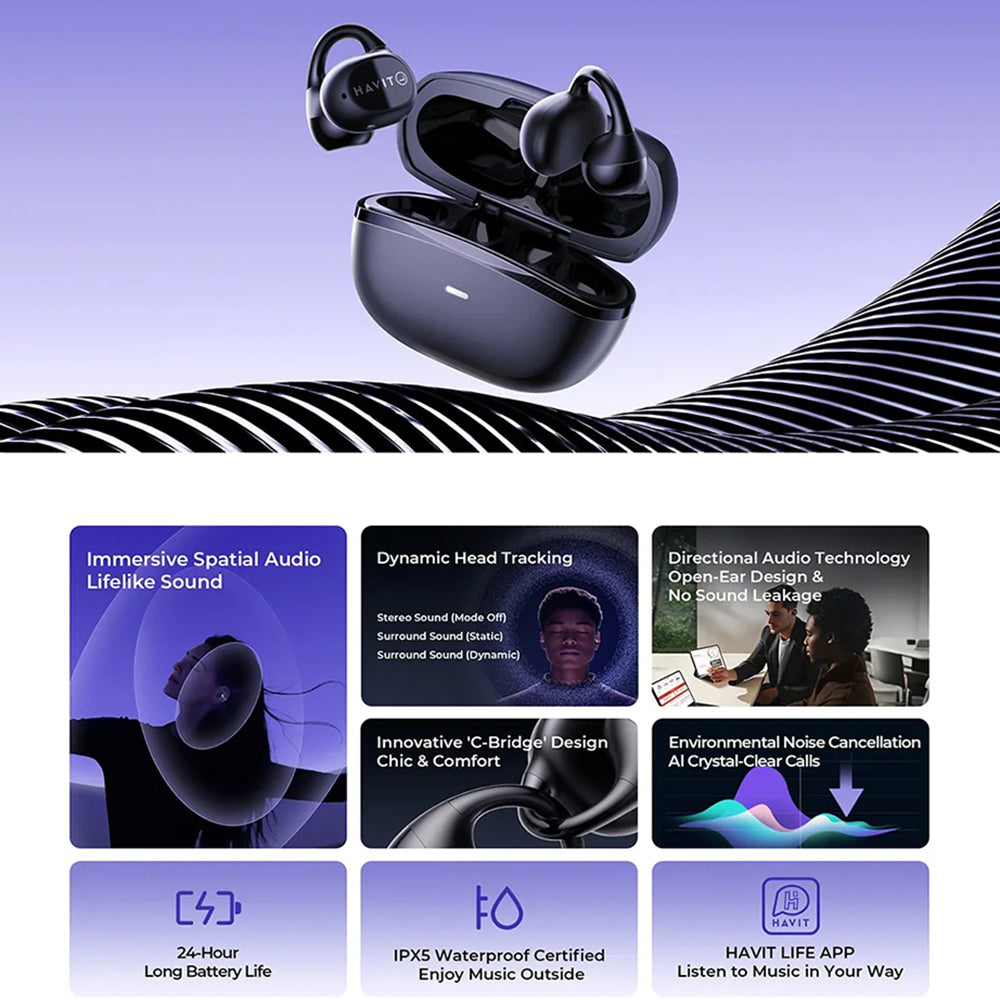 Handsfree Bluetooth HAVIT OWS916, TWS, Svart