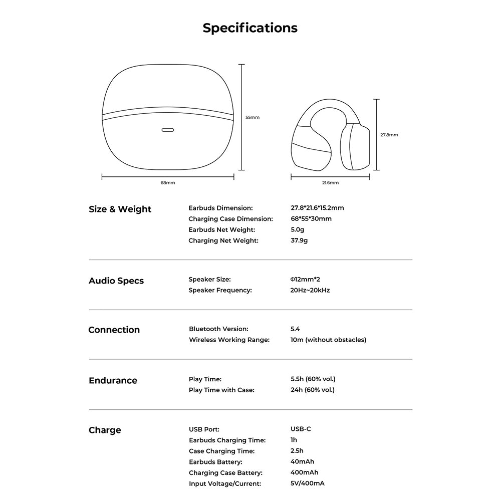 Handsfree Bluetooth HAVIT OWS916, TWS, Svart