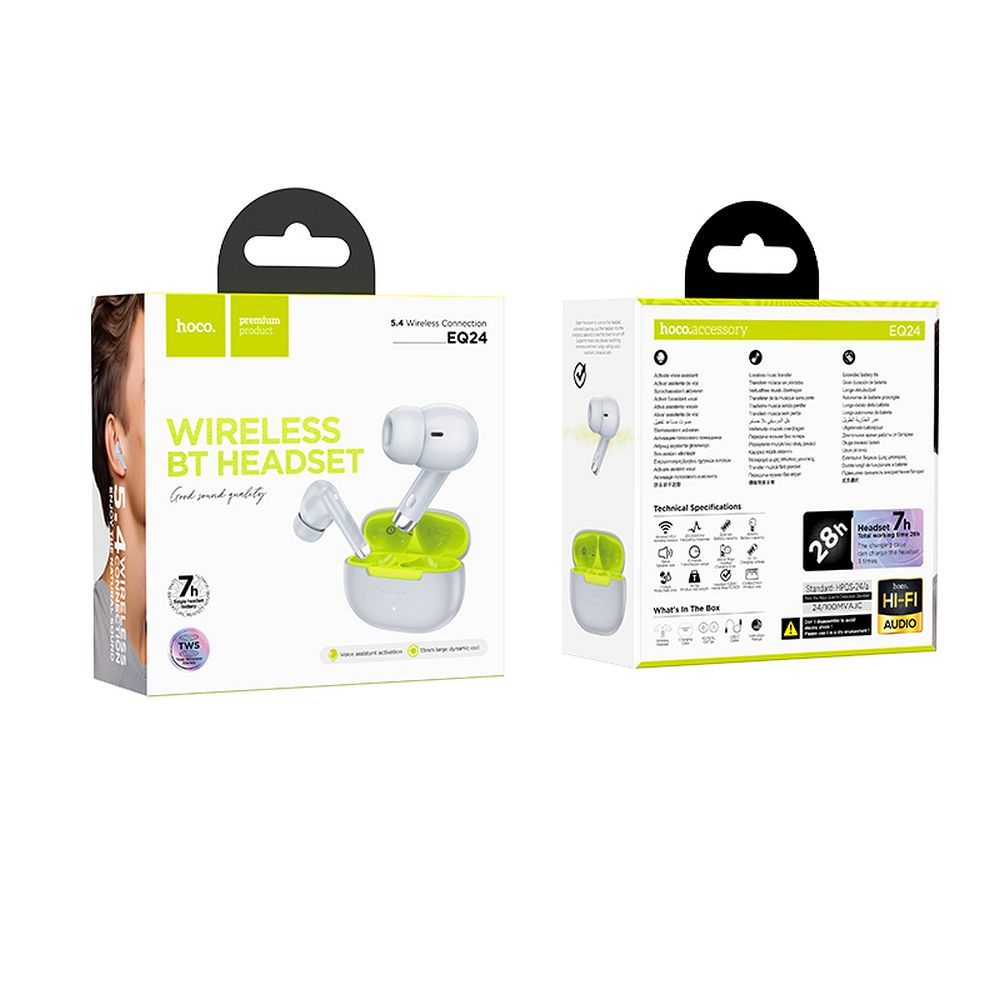 Handsfree Bluetooth HOCO EQ24, TWS, Grå