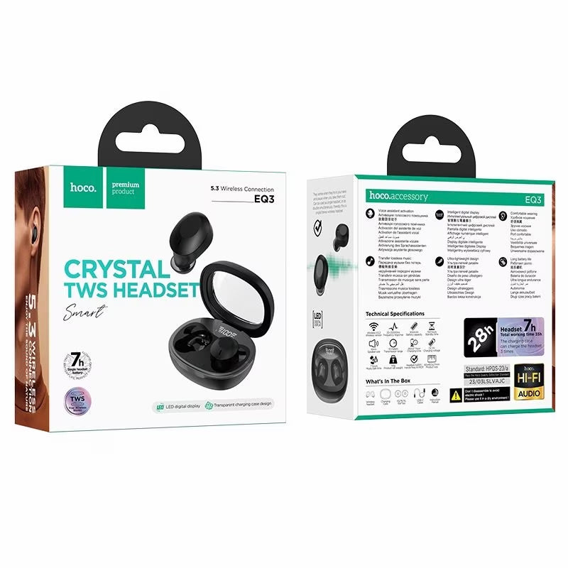 Handsfree Bluetooth HOCO EQ3, TWS, Svart