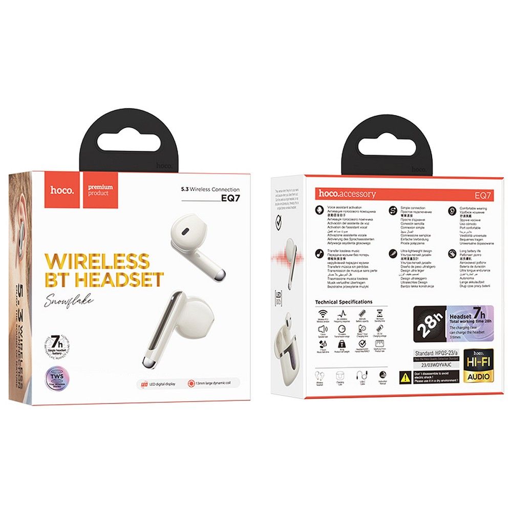 HOCO EQ7 Bluetooth Handsfree, TWS, White