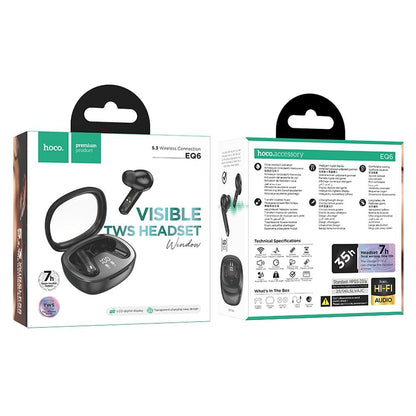 Handsfree Bluetooth Bluetooth HOCO Shadow EQ6, TWS, Svart 