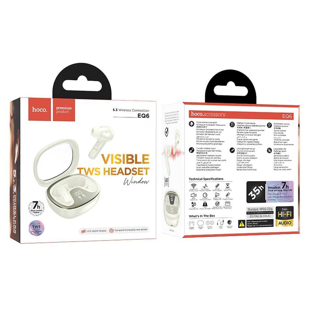 Handsfree Bluetooth HOCO Shadow EQ6, TWS, Vit
