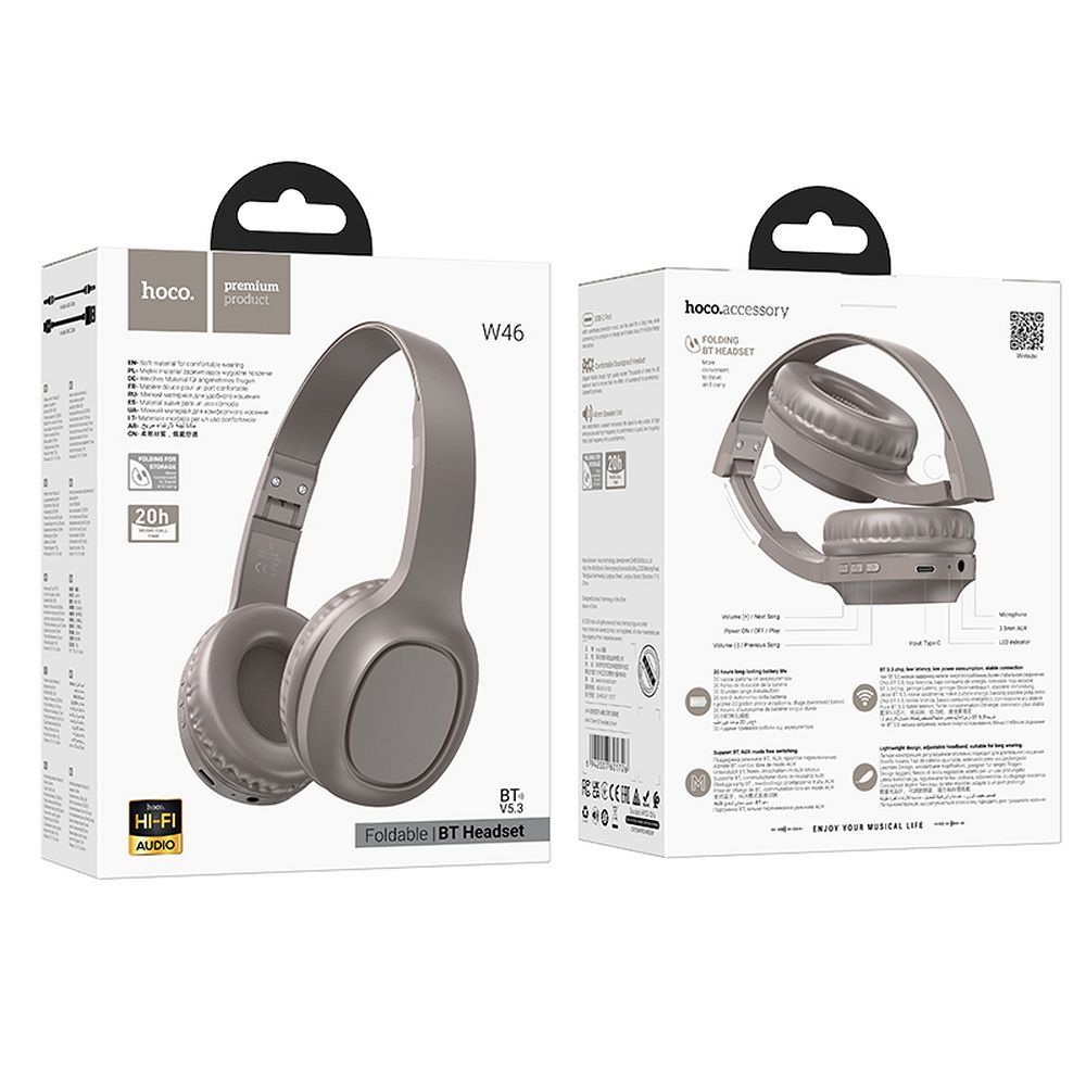 Bluetooth-handsfree HOCO W46, A2DP, Brun