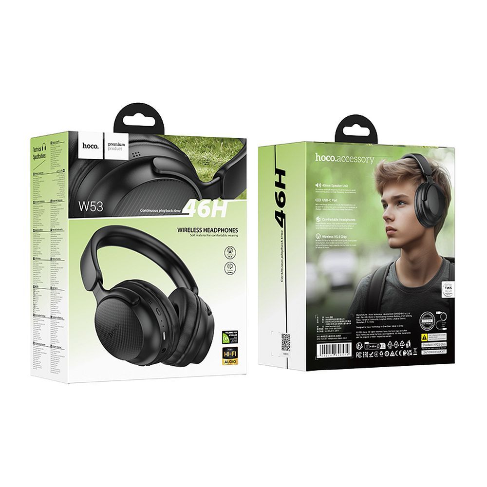 Handsfree Bluetooth HOCO W53, A2DP, Svart
