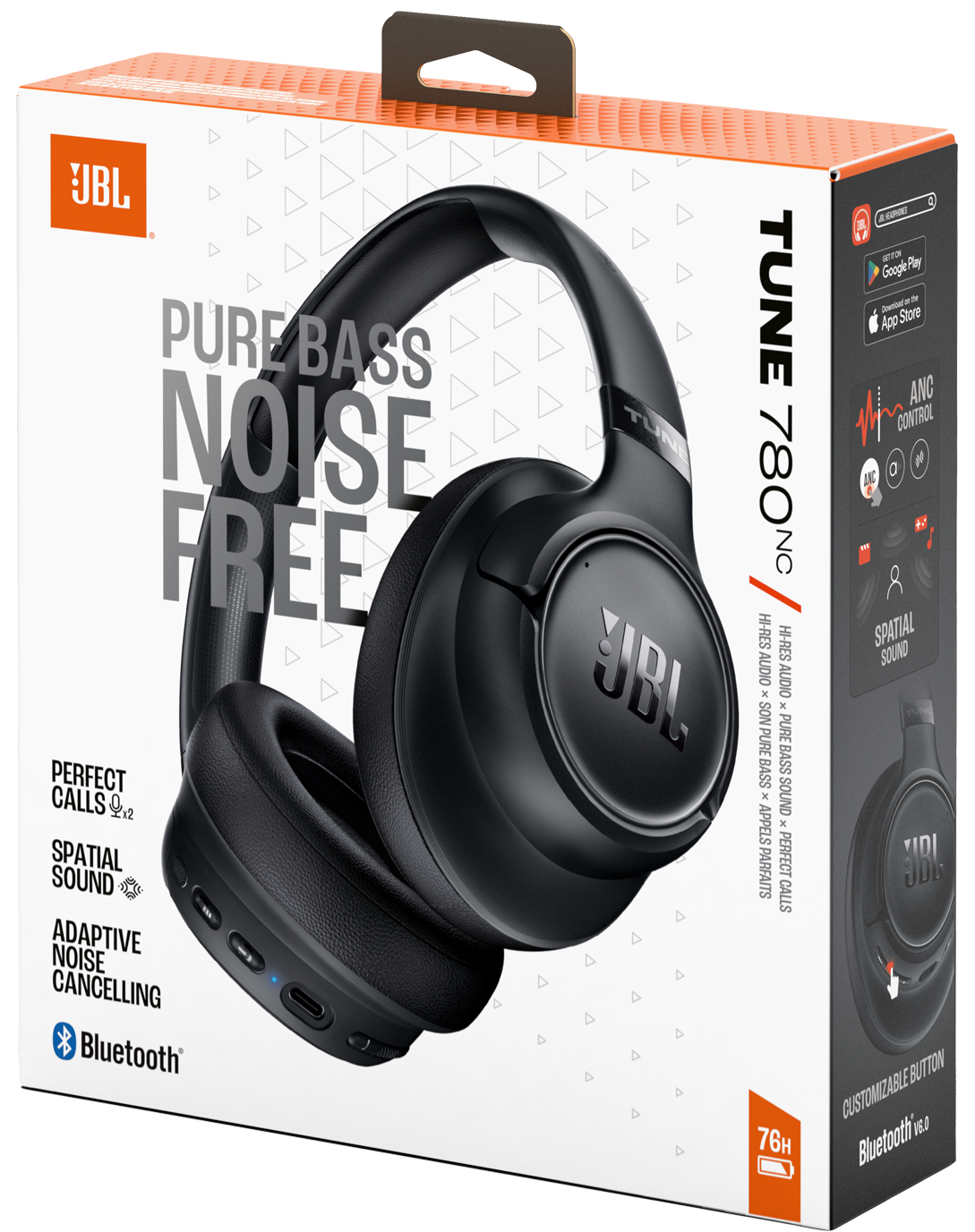 Handsfree Bluetooth JBL Tune 780NC, MultiPoint, A2DP, ANC, Svart JBLT780NCBLK