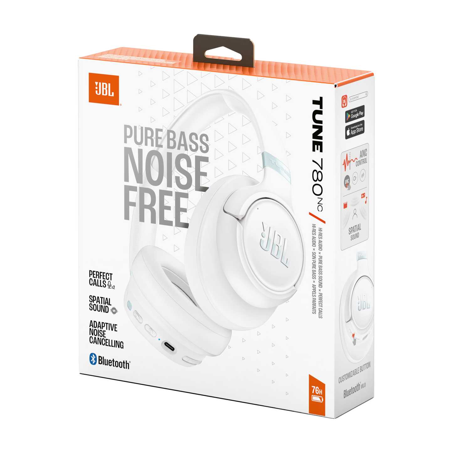 Handsfree Bluetooth JBL Tune 780NC, MultiPoint, A2DP, ANC, Vit JBLT780NCWHT