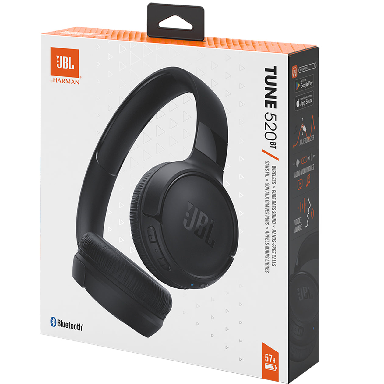 Handsfree Bluetooth JBL Tune 520BT, MultiPoint, A2DP, Svart JBLT520BTBLK