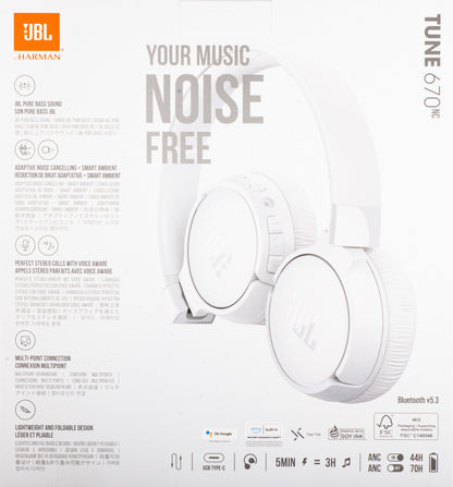 Handsfree Bluetooth JBL Tune 670NC, MultiPoint, A2DP, ANC, Vit JBLT670NCWHTAP
