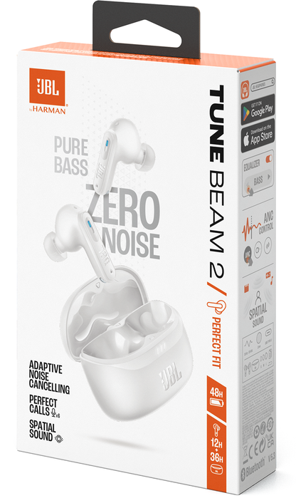Handsfree Bluetooth JBL Tune Beam 2, TWS, ANC, MultiPoint, Vit JBLTBEAM2WHT