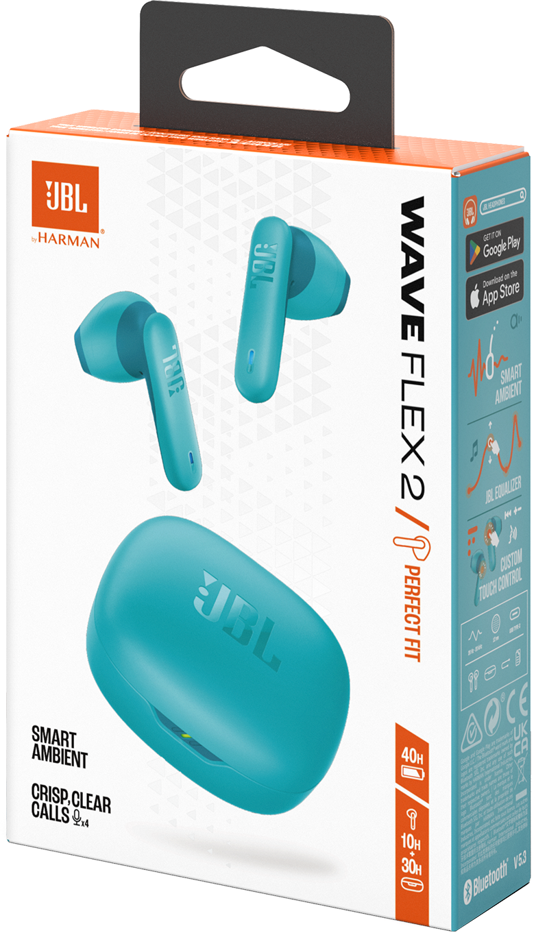 Bluetooth-handsfree JBL Wave Flex 2, TWS, ANC, MultiPoint, Blå JBLWFLEX2BLU