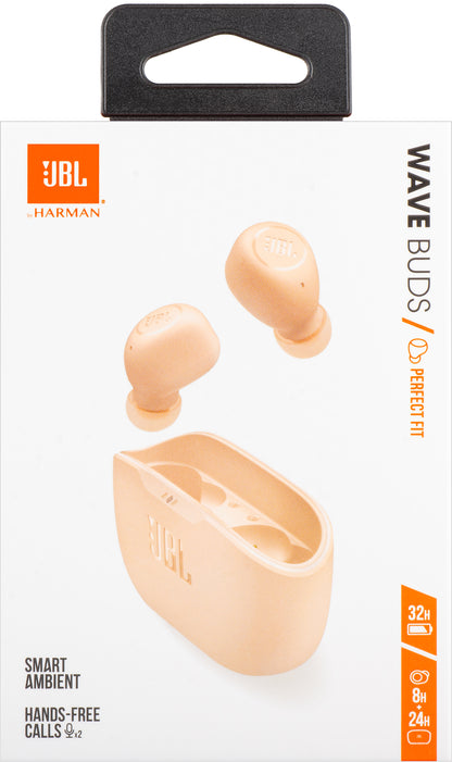 Handsfree Bluetooth JBL Wave Buds, TWS, Beige, Omslaget JBLWBUDSBEG