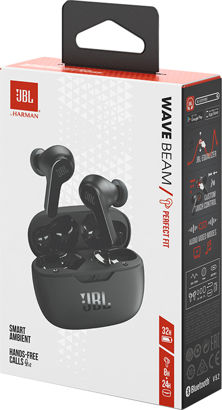 Handsfree Bluetooth JBL Wave Beam, TWS, Svart JBLWBEAMBLK