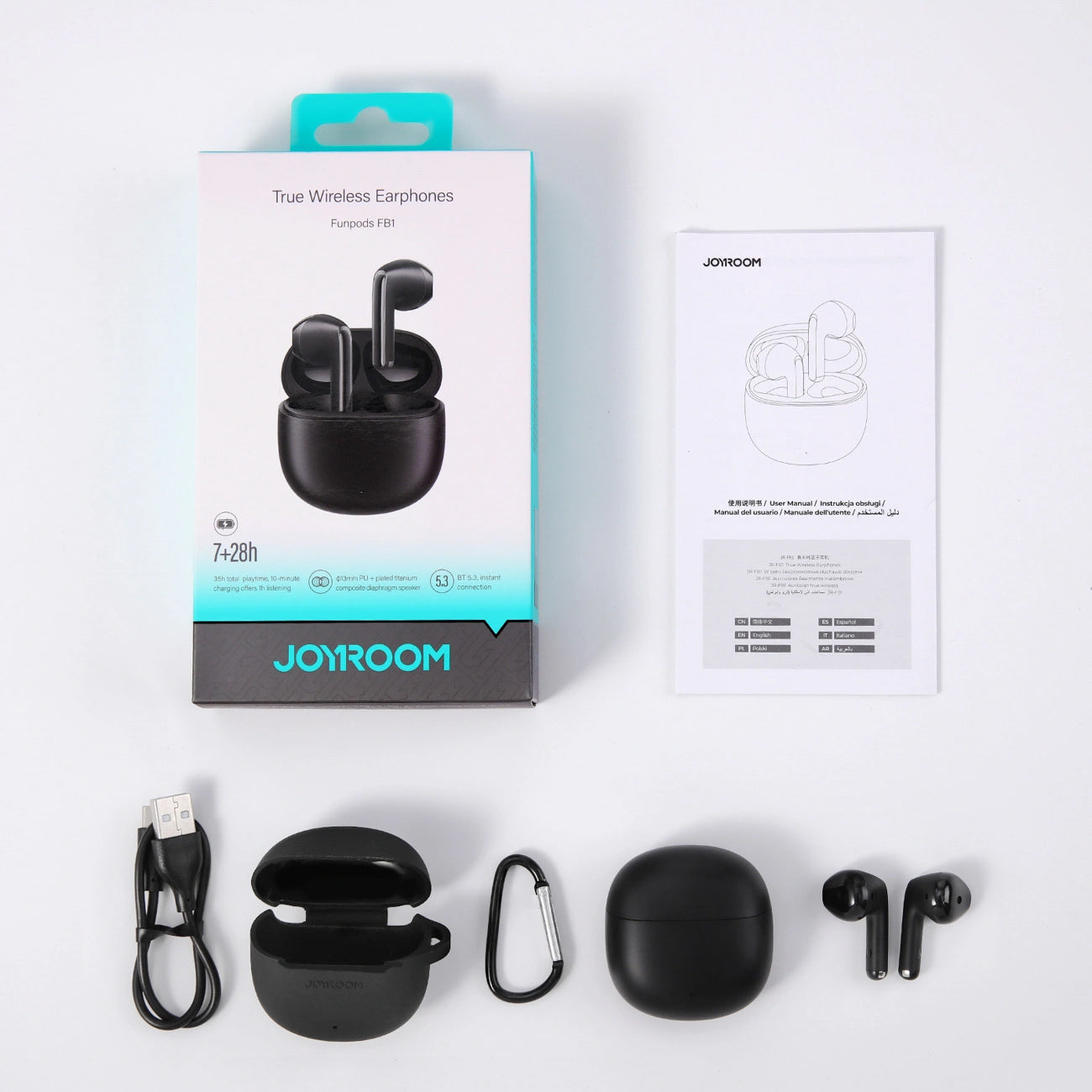 Handsfree Bluetooth Joyroom Funpods JR-FB1 Ny Version, TWS, Svart