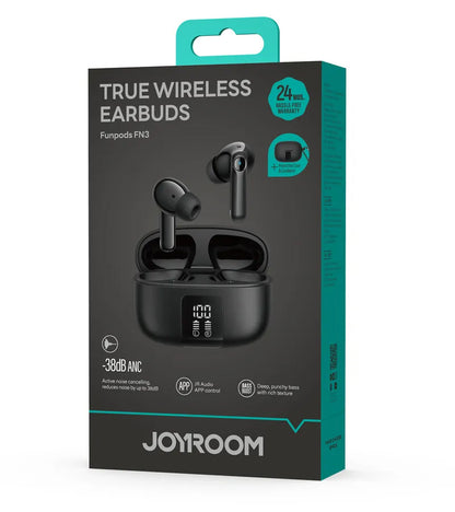 Handsfree Bluetooth Joyroom Funpods JR-FN3, TWS, ANC, Svart