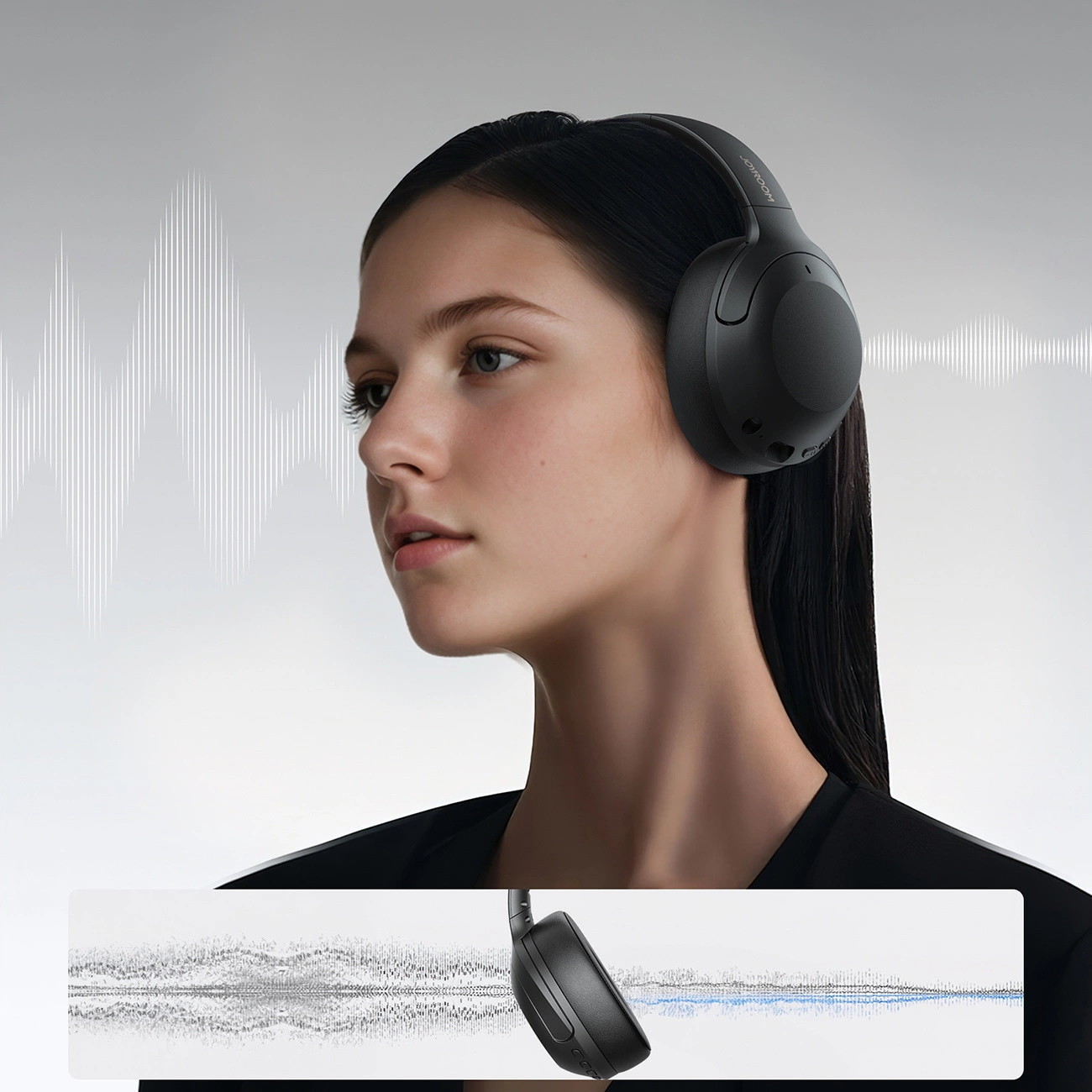 Bluetooth-handsfree Joyroom JR-JH2, A2DP, ANC, Svart