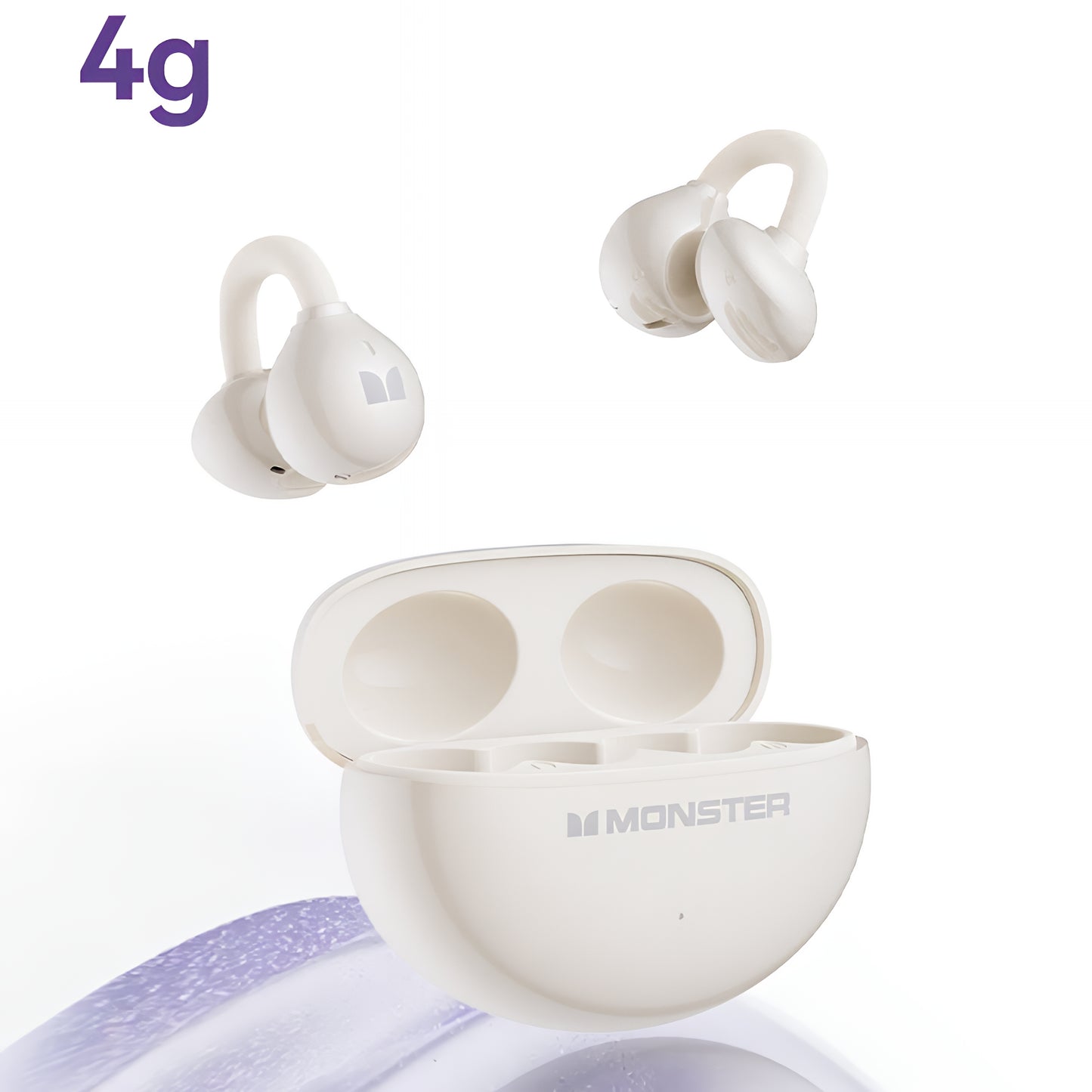 Handsfree Bluetooth Monster AirClip AC200, TWS, Ljus Creme